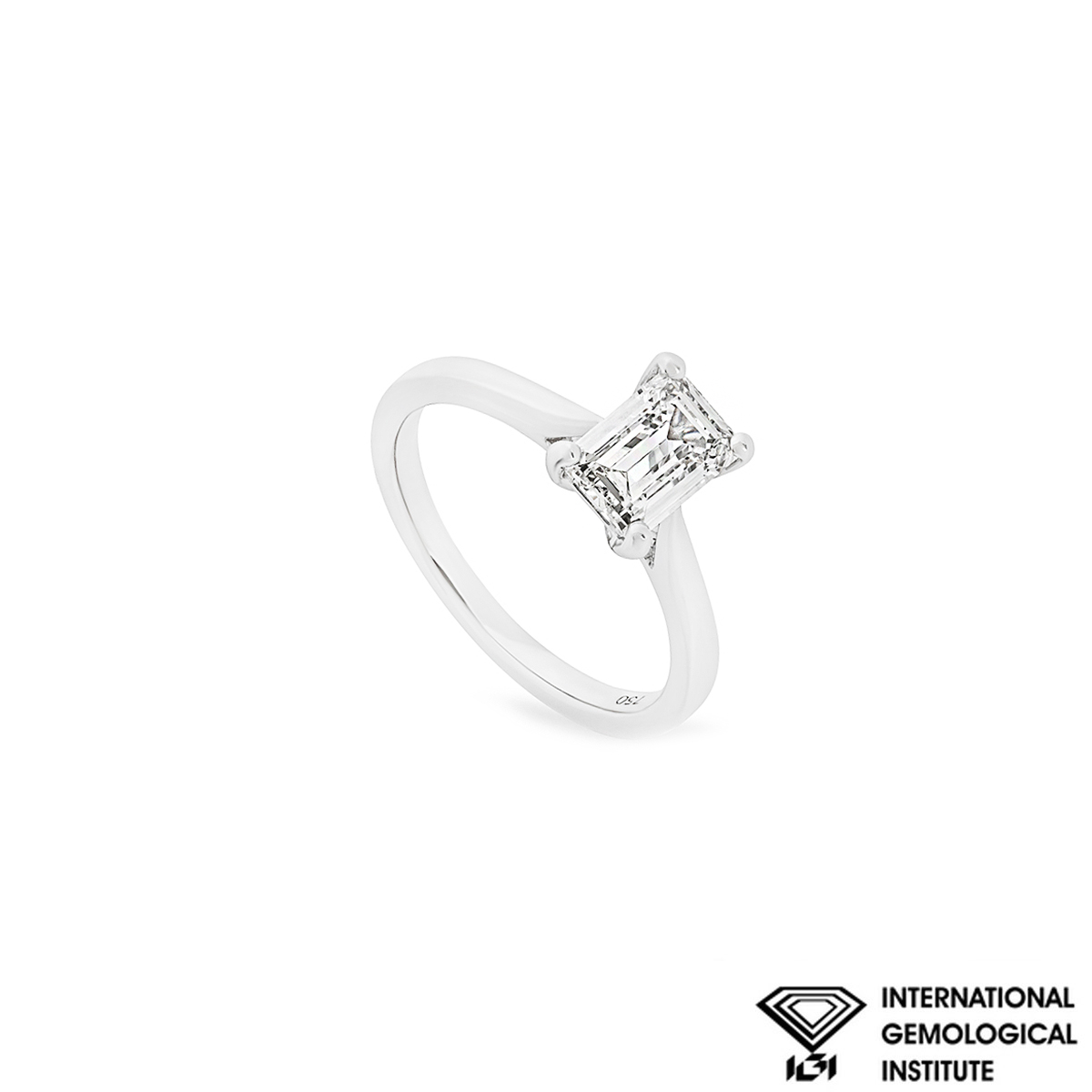 White Gold Emerald Cut Lab Grown Diamond Ring 1.32ct F/VS1